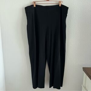 Eileen Fisher Black Wide Leg Crop Elastic Waist Pants Large